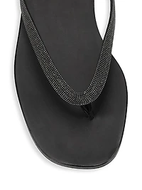 Bead-Embellished Leather Thong Sandals