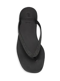 Bead-Embellished Leather Thong Sandals
