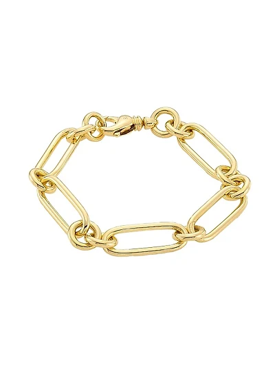 18K Yellow Gold Paper Clip Chain Bracelet