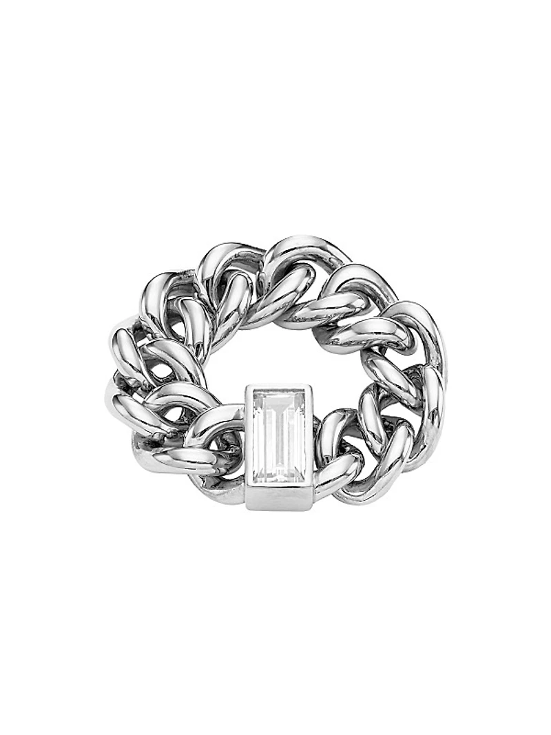 Elevate Rhodium-Plated Cubic Zirconia Chain Ring