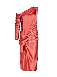 Draped One-Shoulder Knot Dress