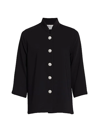 Suzette Pavé-Button Crepe Jacket