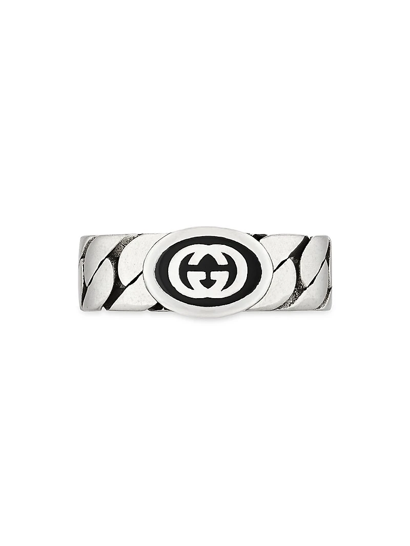 Interlocking G Ring Gourmette Sterling Silver & Enamel