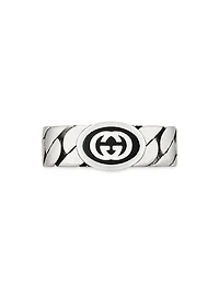 Interlocking G Ring Gourmette Sterling Silver & Enamel