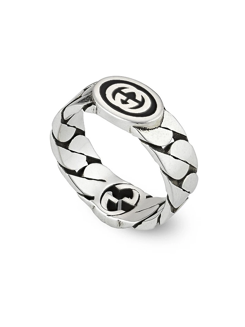Interlocking G Ring Gourmette Sterling Silver & Enamel