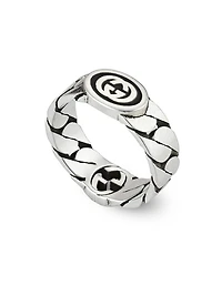 Interlocking G Ring Gourmette Sterling Silver & Enamel