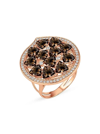 Mirage 18K Rose Gold, Smoky Quartz & 0.25 TCW Diamond Ring