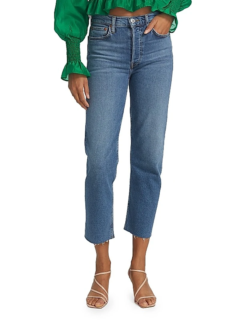 70s Stove Pipe High-Rise Straight Crop Jeans
