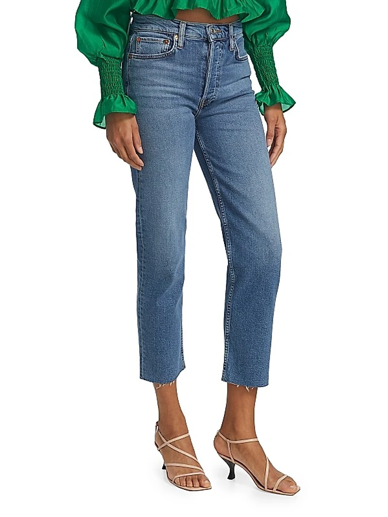 70s Stove Pipe High-Rise Straight Crop Jeans