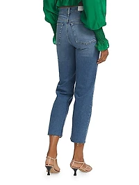 70s Stove Pipe High-Rise Straight Crop Jeans