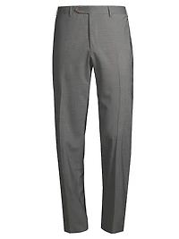 Solid Stretch-Wool Trousers