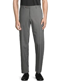 Solid Stretch-Wool Trousers