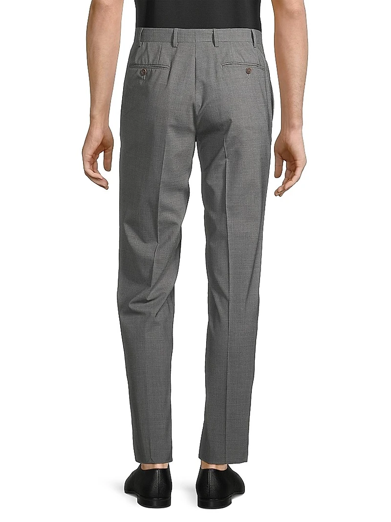 Solid Stretch-Wool Trousers