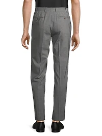 Solid Stretch-Wool Trousers