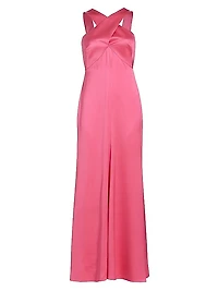 Cross Front Silk Satin Gown