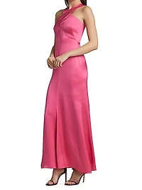 Cross Front Silk Satin Gown