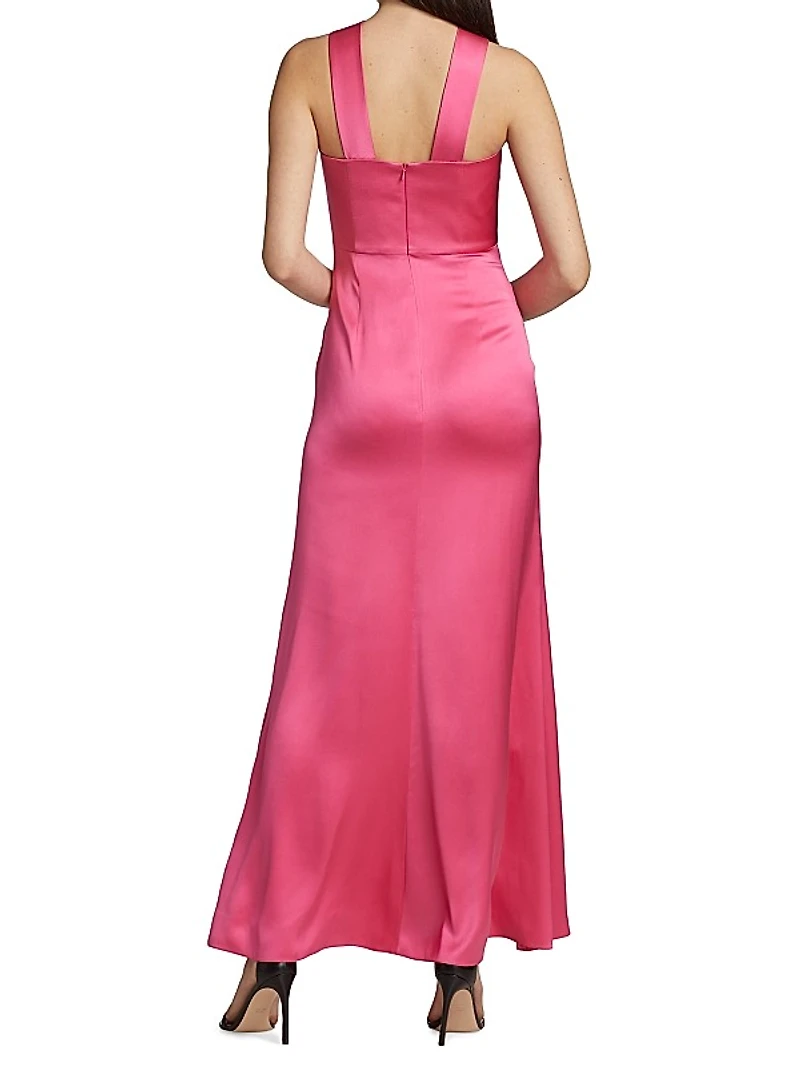 Cross Front Silk Satin Gown