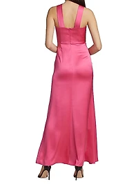 Cross Front Silk Satin Gown