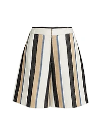 Striped Linen Trouser Shorts