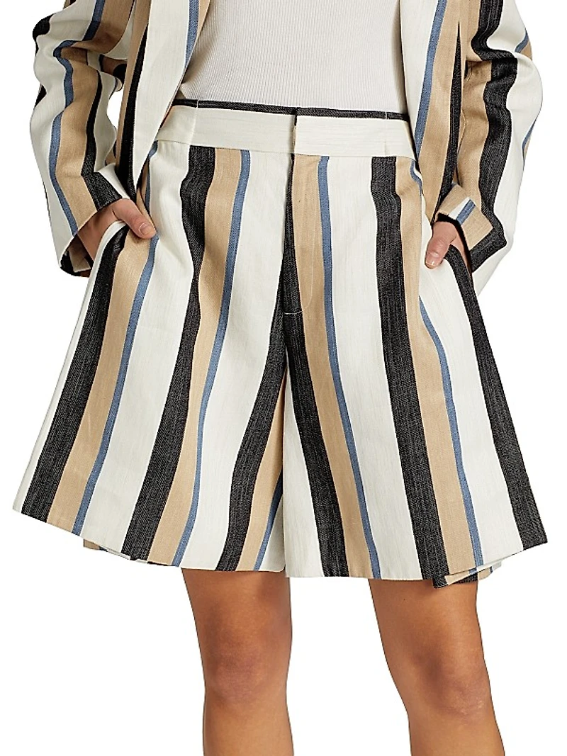 Striped Linen Trouser Shorts