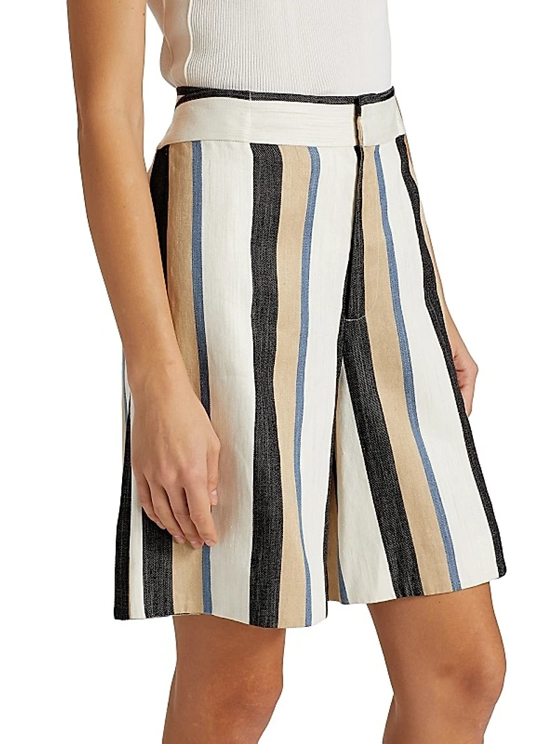 Striped Linen Trouser Shorts
