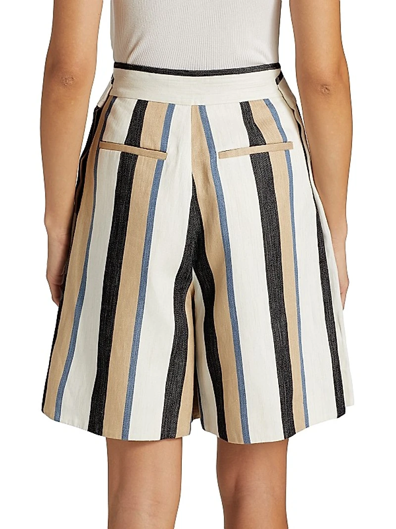 Striped Linen Trouser Shorts