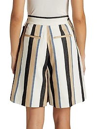 Striped Linen Trouser Shorts