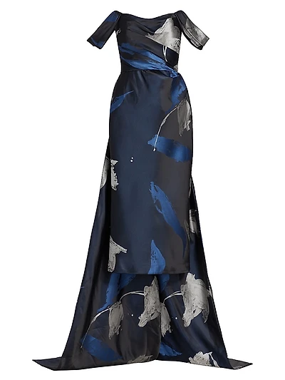 Jacquard Column Gown