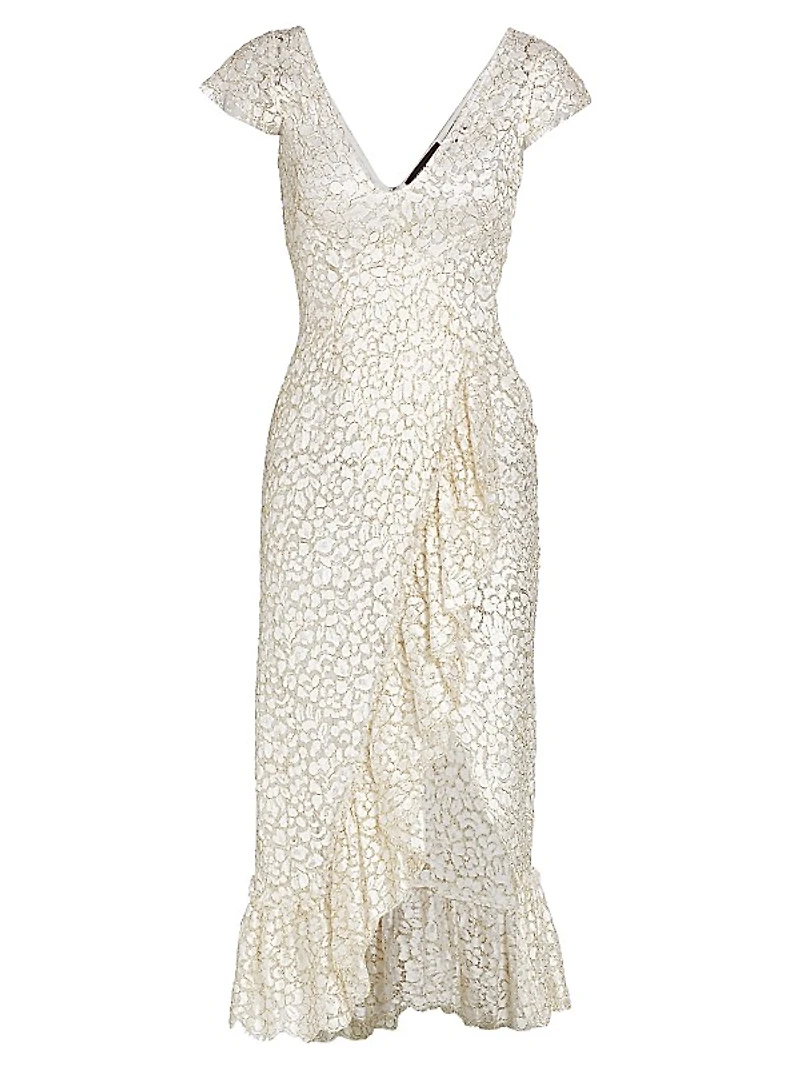 Chantilly Lace Surplice Midi Dress