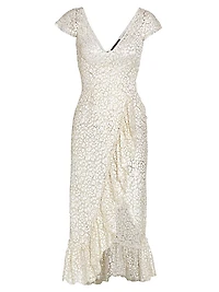 Chantilly Lace Surplice Midi Dress