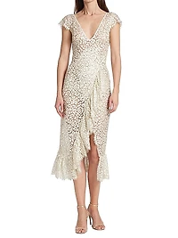 Chantilly Lace Surplice Midi Dress