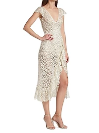 Chantilly Lace Surplice Midi Dress