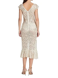Chantilly Lace Surplice Midi Dress