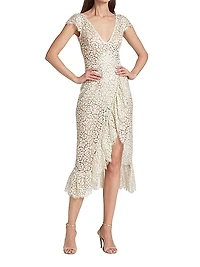 Chantilly Lace Surplice Midi Dress