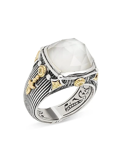 Delos 2.0 Mirage 18K Gold, Sterling Silver & Mother-Of-Pearl Ring