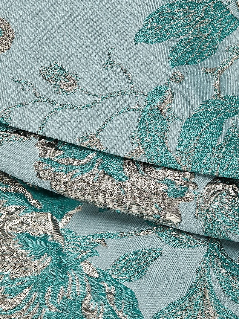 Metallic Jacquard Off-The-Shoulder Gown