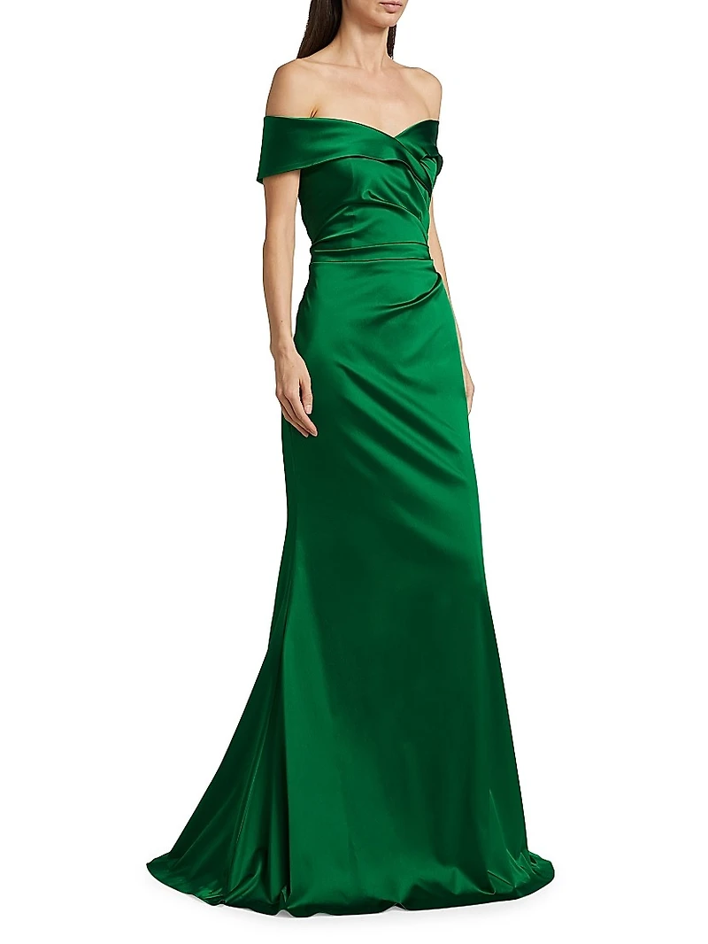 Satin Off-The-Shoulder Gown