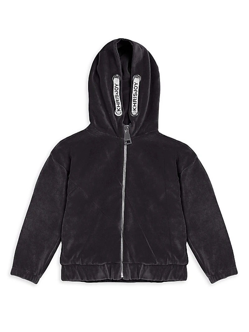 Little Boy's & Boy's Velour Logo Tracksuit Jacket