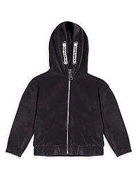 Little Boy's & Boy's Velour Logo Tracksuit Jacket