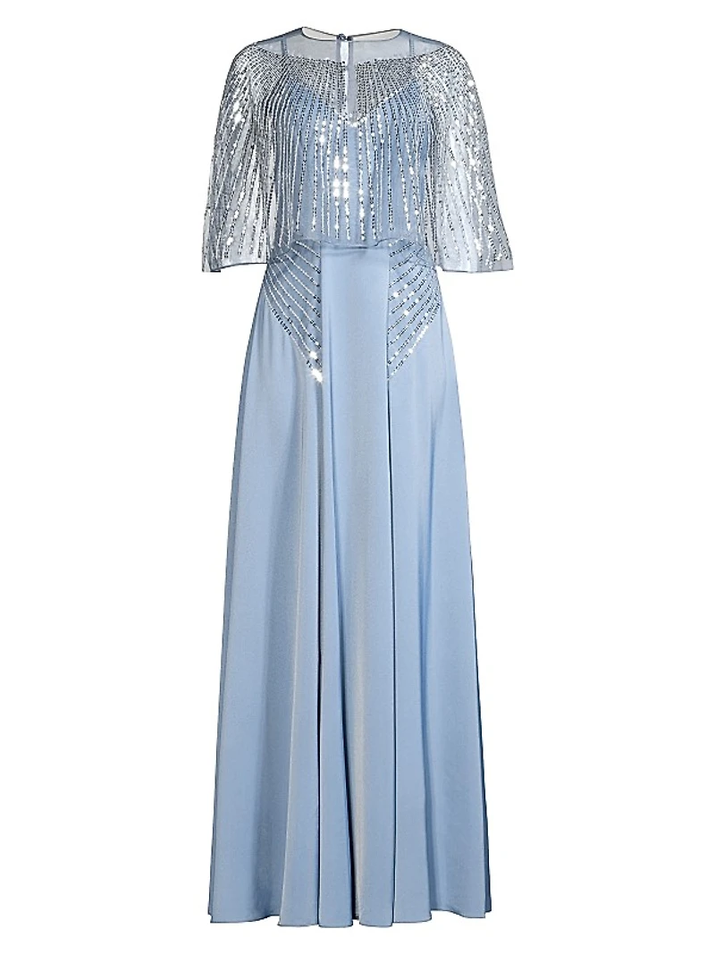 Sequined Cape Gown