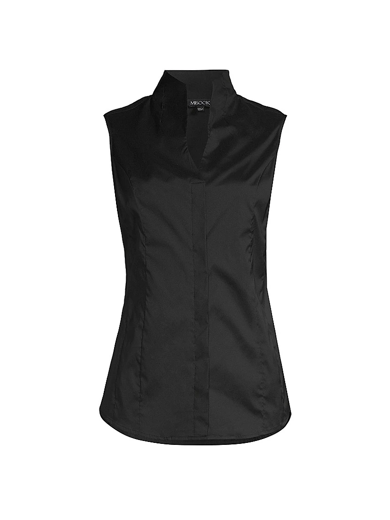 Sleeveless Stretch-Cotton Blouse