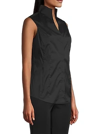 Sleeveless Stretch-Cotton Blouse