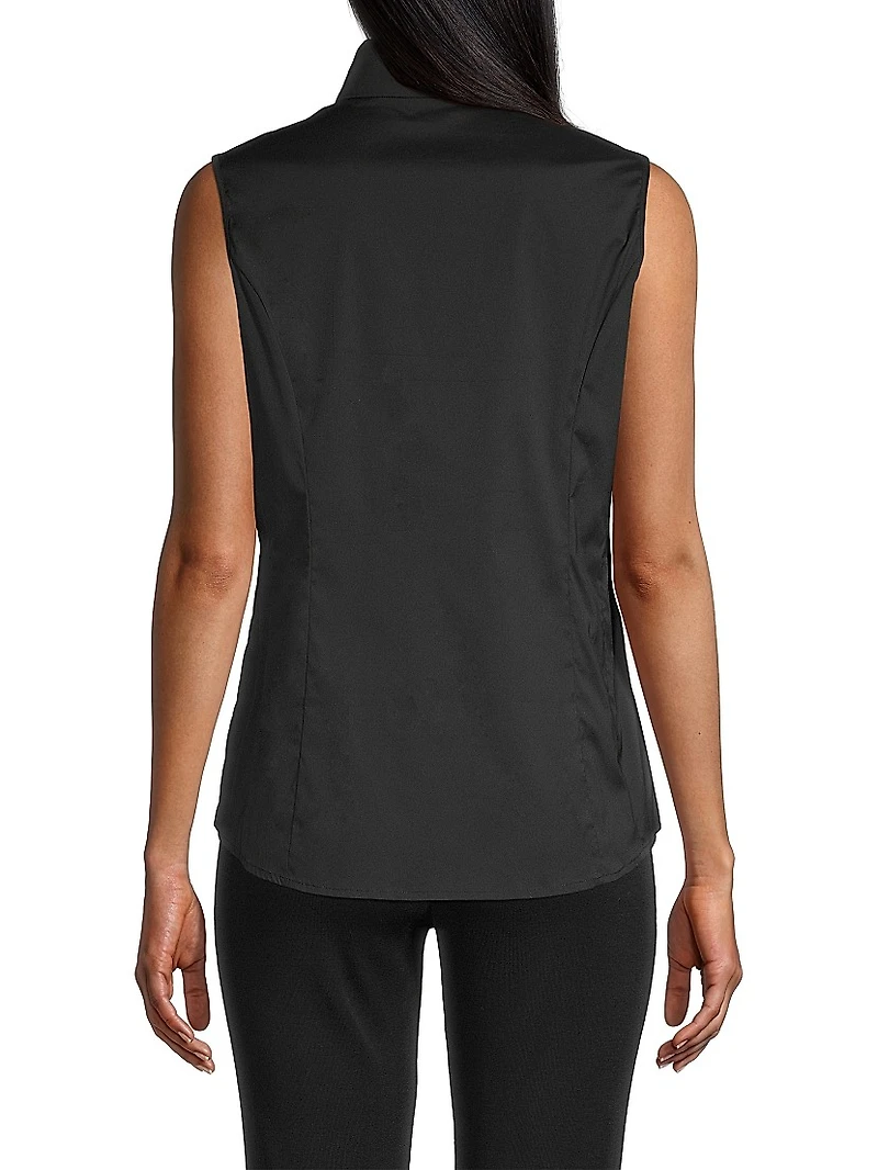 Sleeveless Stretch-Cotton Blouse