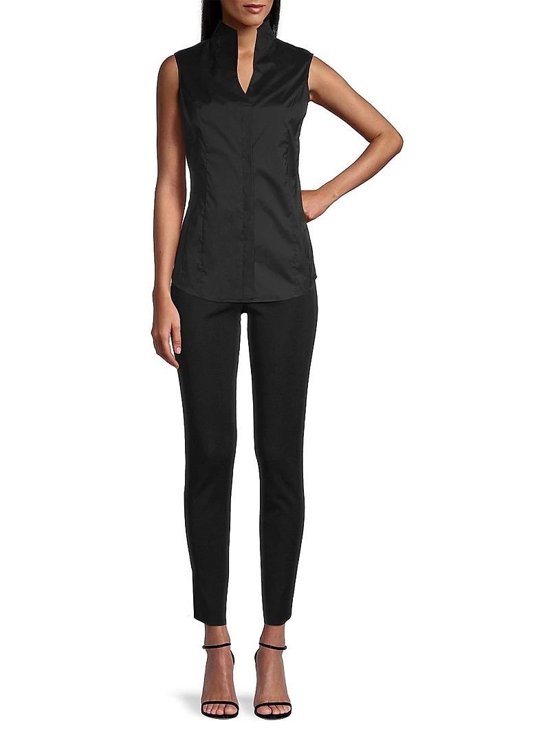 Sleeveless Stretch-Cotton Blouse