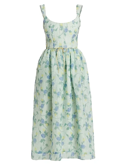 Apple Floral Brocade Dress