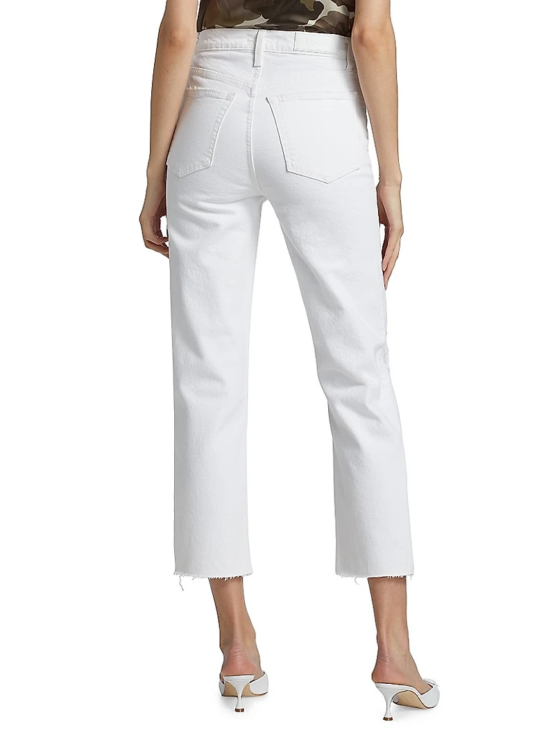 70s Distressed High-Rise Ankle Crop Jeans