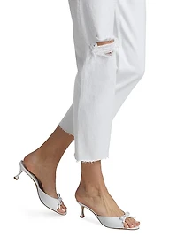 70s Distressed High-Rise Ankle Crop Jeans