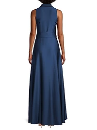 Belted High-Low Wrap Gown