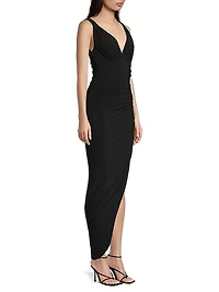 Tara Draped Asymmetric Jersey Gown
