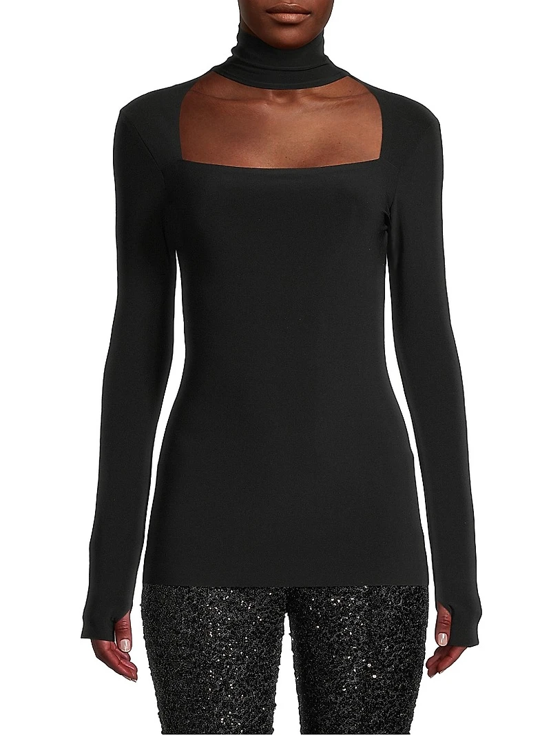 Cut-Out Turtleneck Top